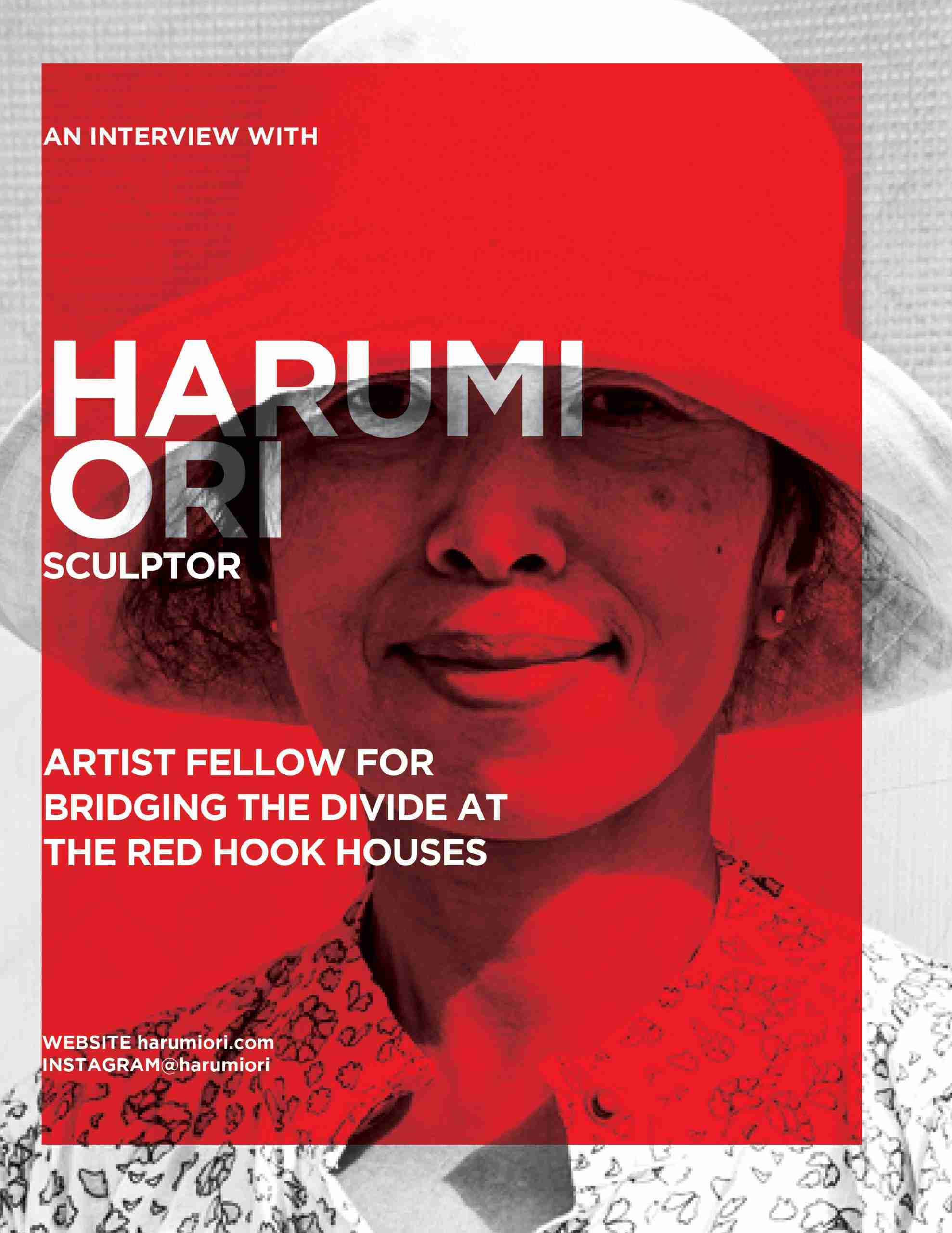 Harumi Ori standing in front of her work in Red Hook